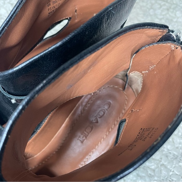 Coach Black Leather Cut Out Western Creeper Bootie Bejewelled Boots 9 - Picture 11 of 11